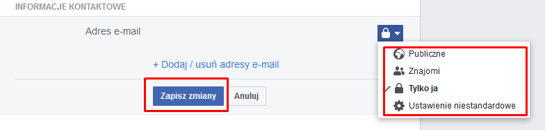 jak zmienić adres e mail na fb