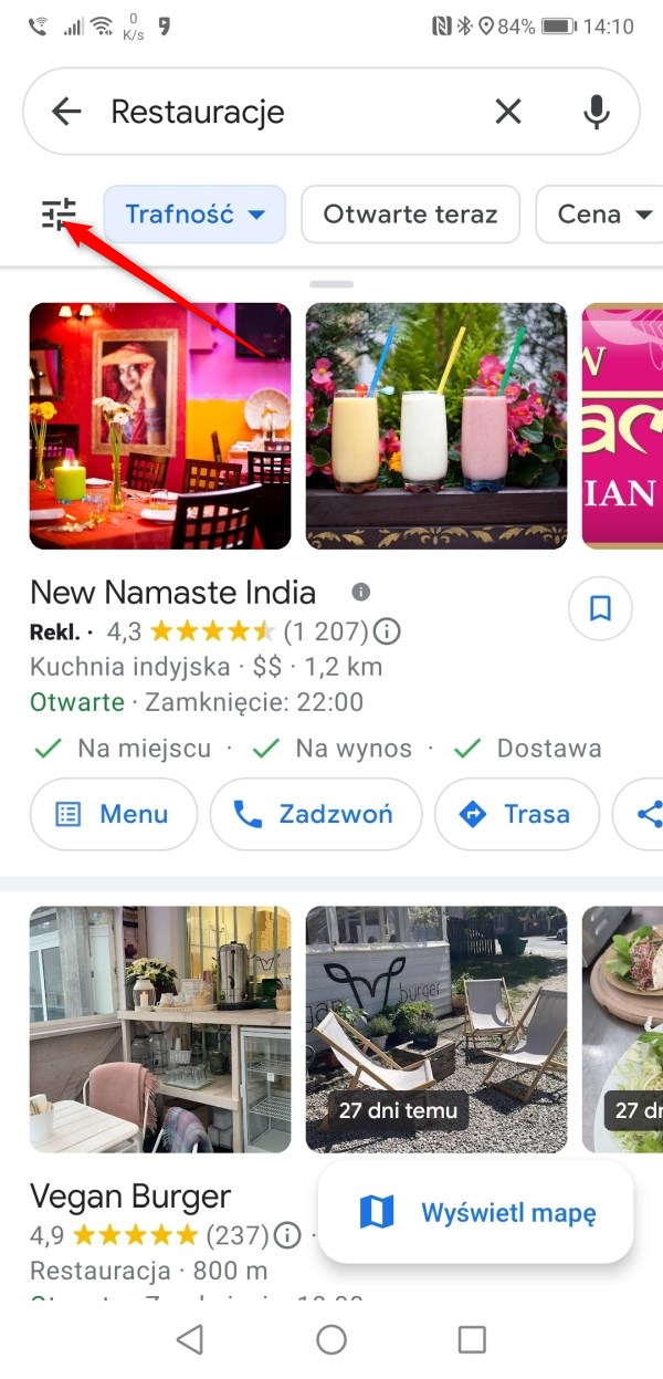 Jak znaleźć restauracje w pobliżu mojej lokalizacji za pomocą Map Google