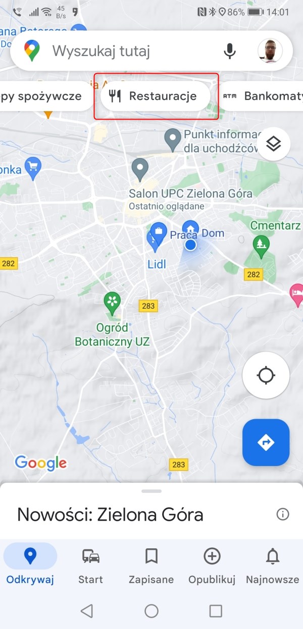 Jak znaleźć restauracje w pobliżu mojej lokalizacji za pomocą Map Google