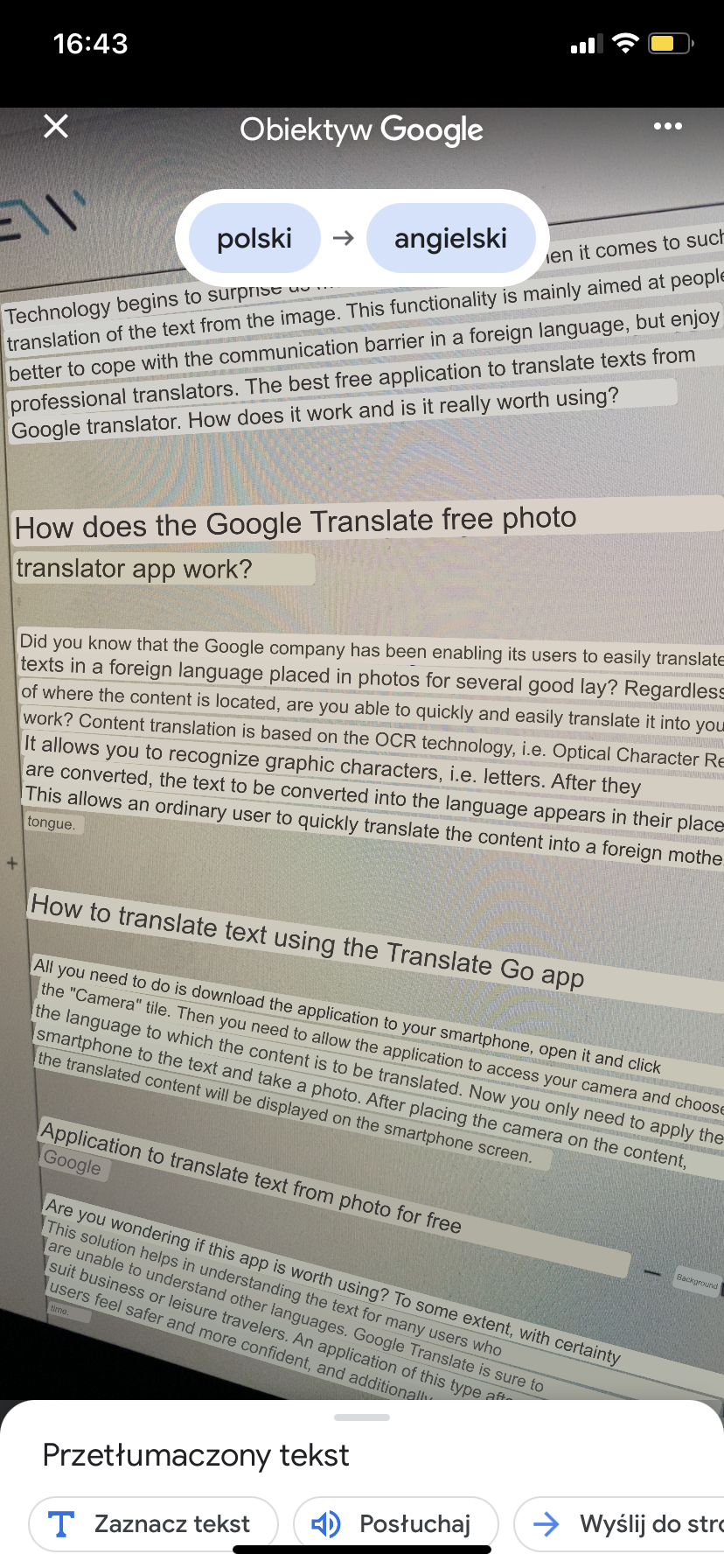 Aplikacja do tłumaczenia tekstu ze zdjęcia za darmo
