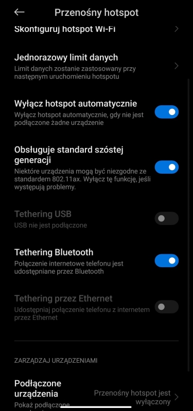 Udostępnianie Internetu z telefonu za pomocą Bluetooth